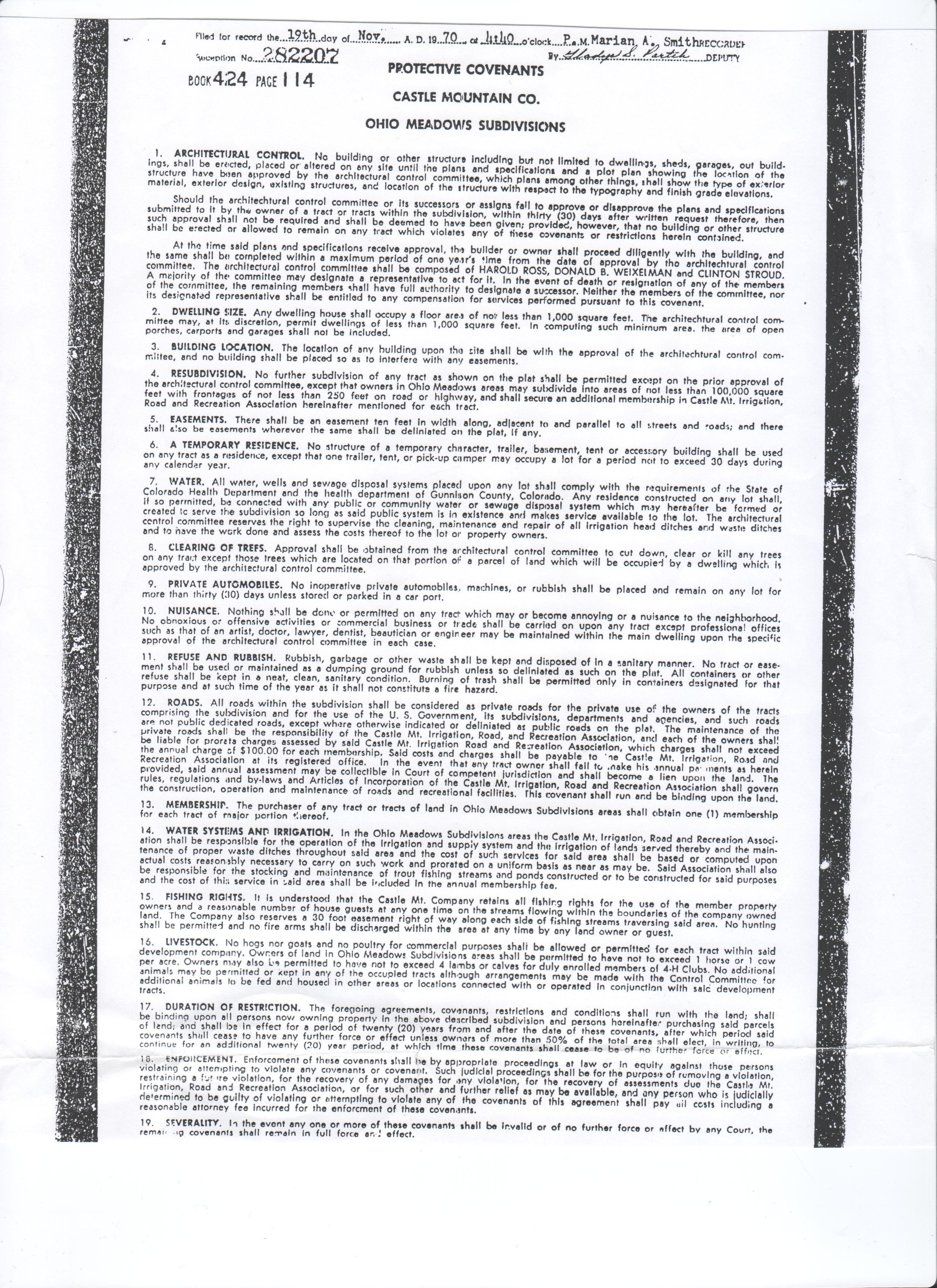 Policies, Covenants, ByLaws Ohio Meadows Homeowners Association