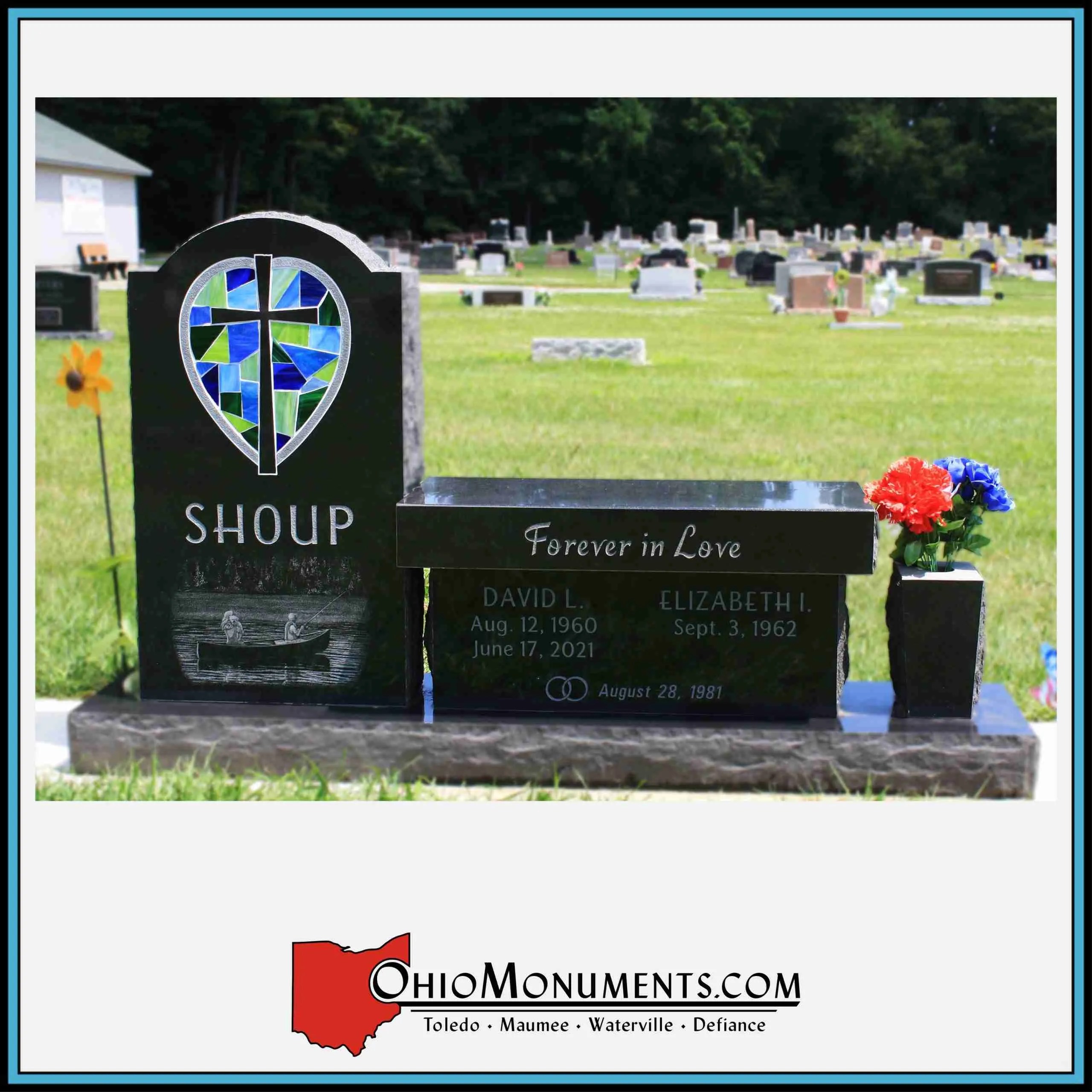 Shoup Stained Glass Bench Upright Ohio Monuments