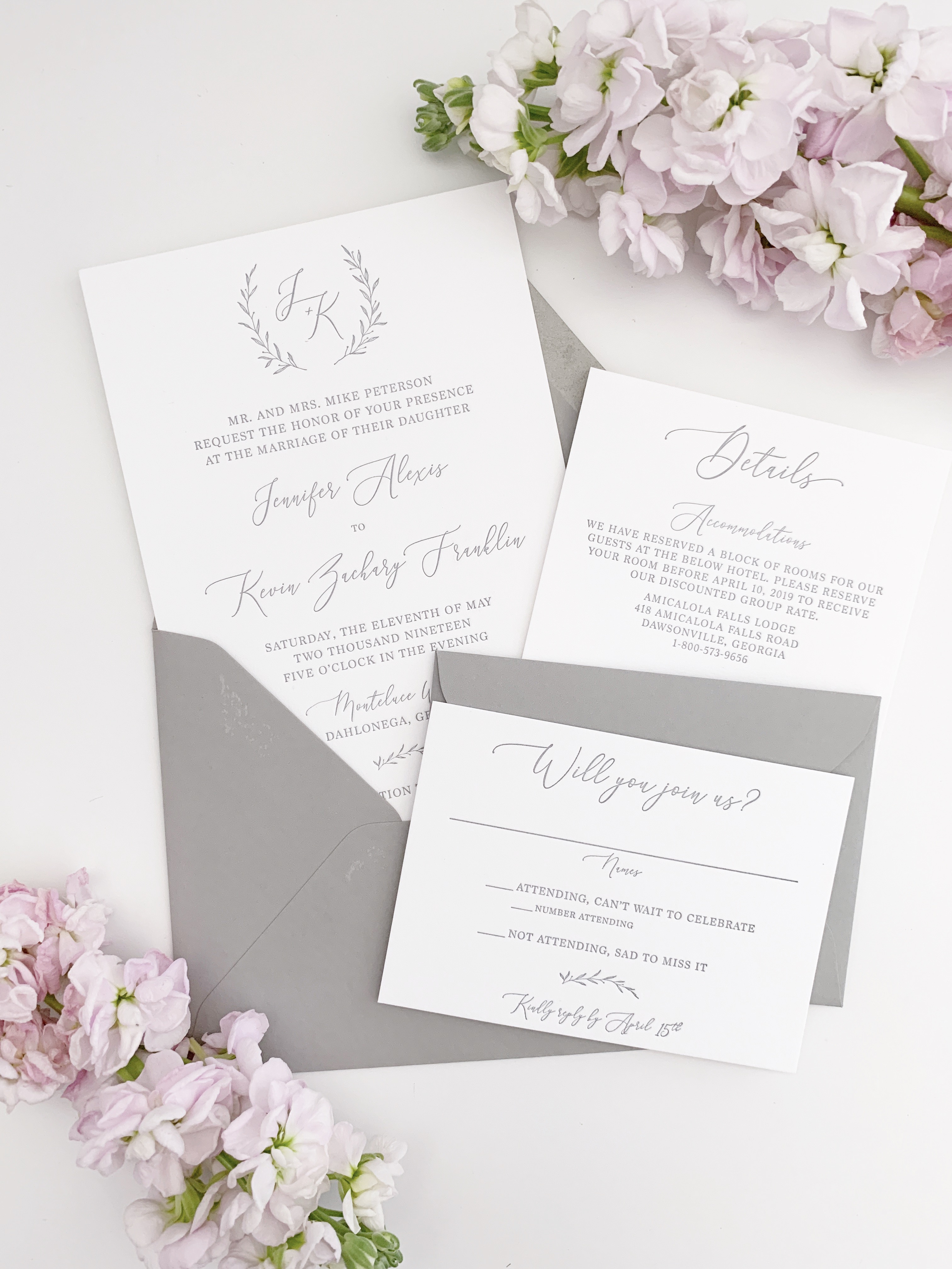 Simple Letterpress Wedding Invitation Sample oh my