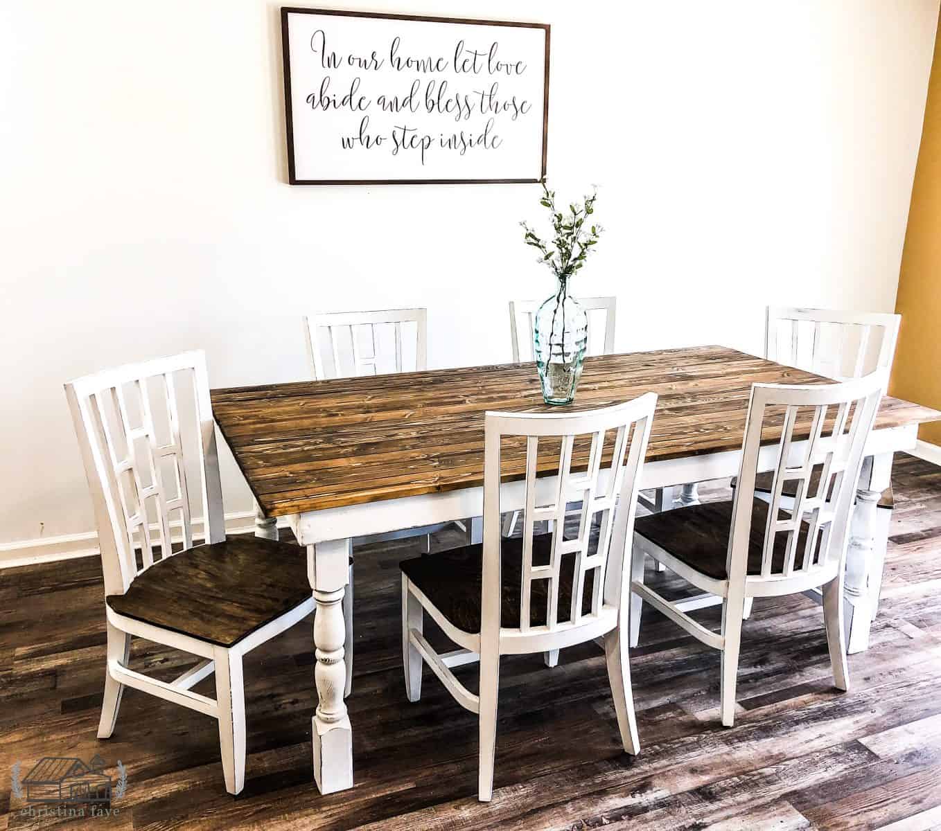 Dining Table & Chairs Makeover Painted Two Tone Yellow And Black Oh