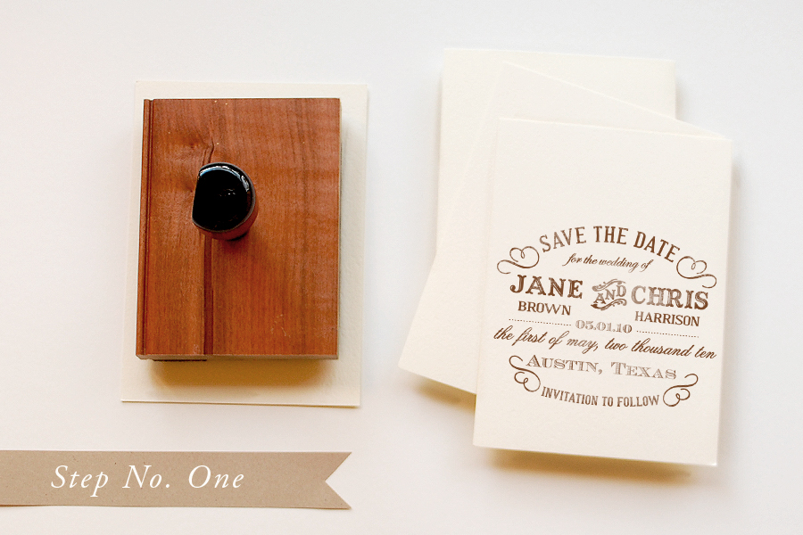 DIY Rubber Stamp VintageWestern Wedding Save the Dates + Invitations