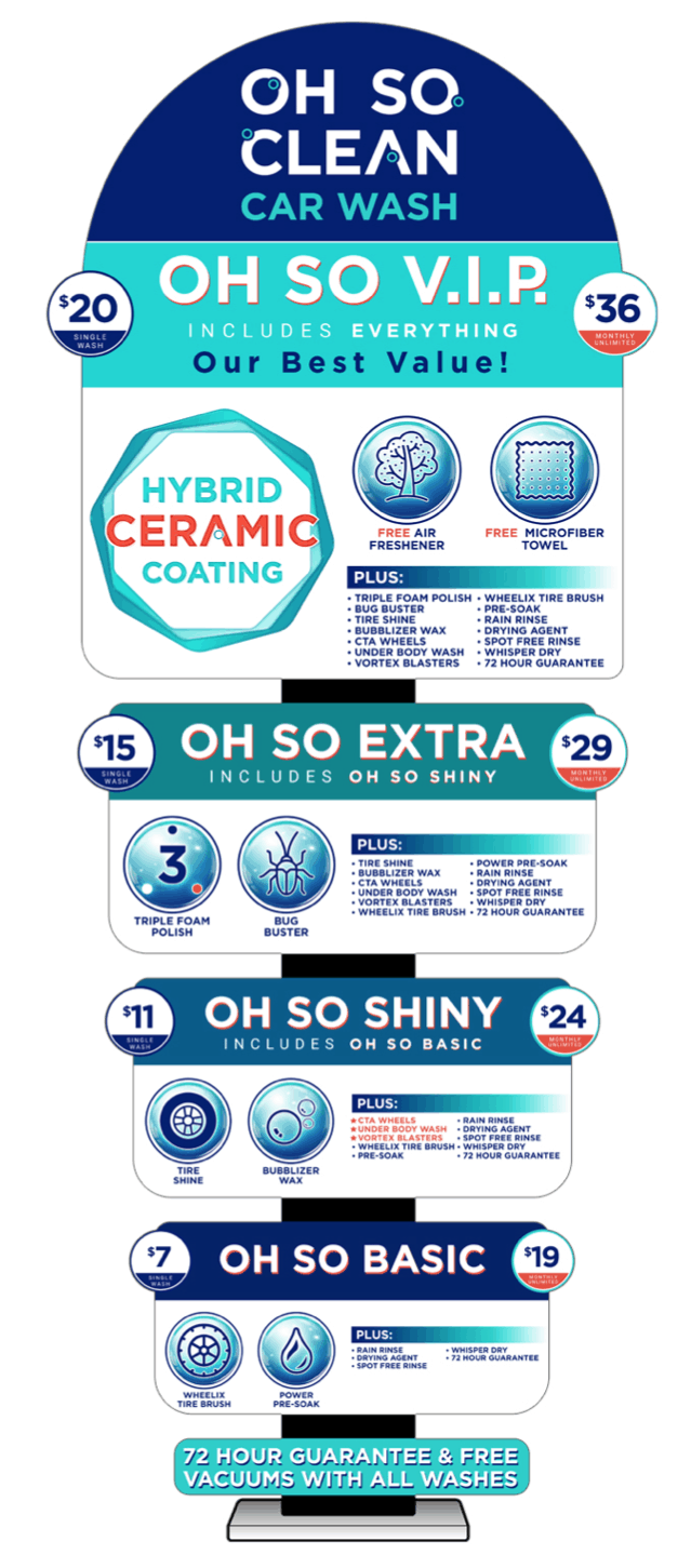 Oh So Clean Car Wash Wash Packages