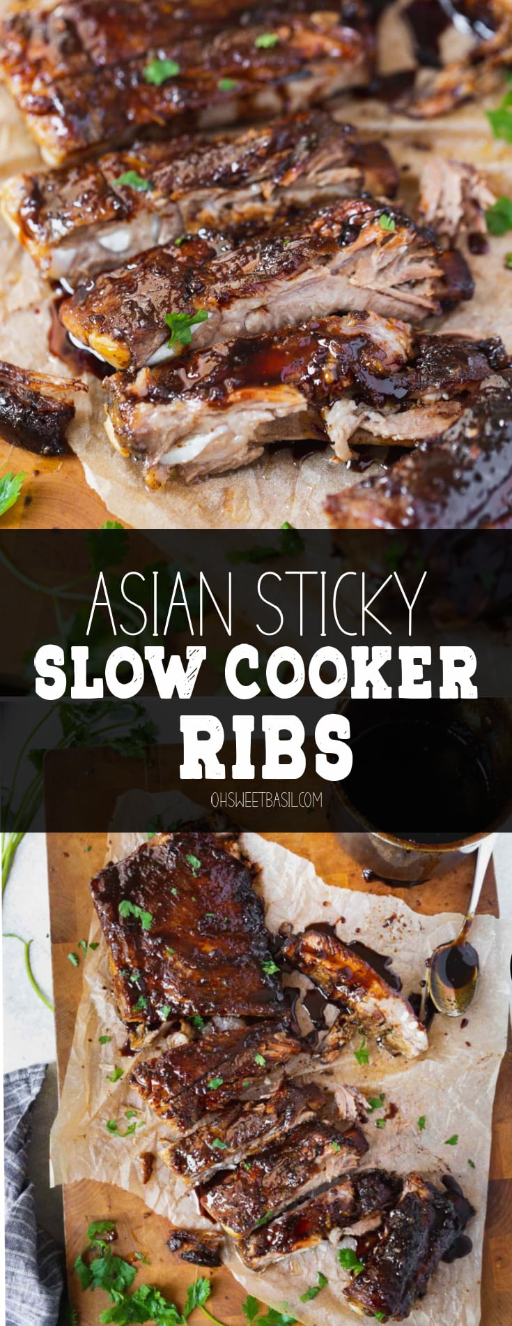 Asian Sticky Slow Cooker Ribs [+ Video] Oh Sweet Basil
