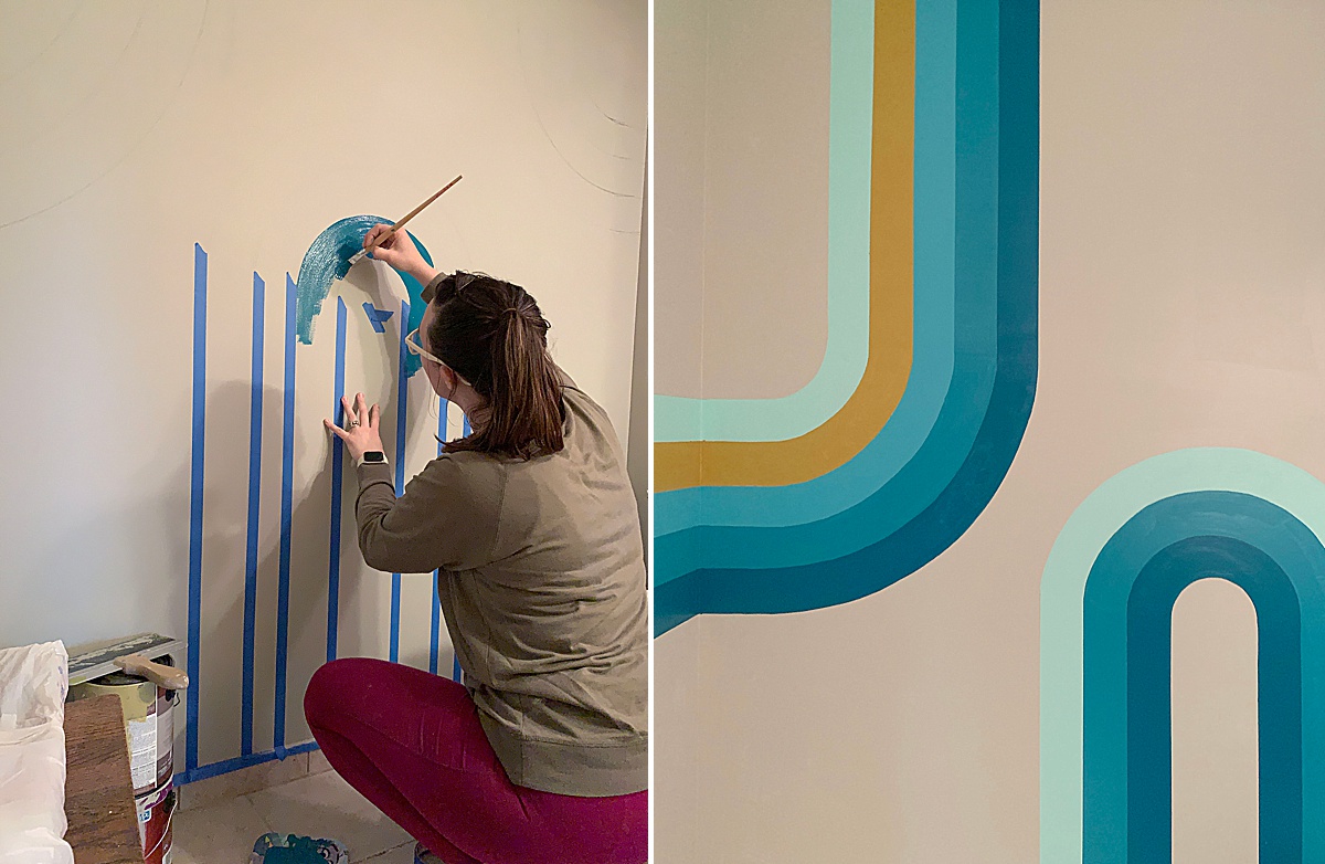 Our curvy bathroom mural + using all the paint during social isolation