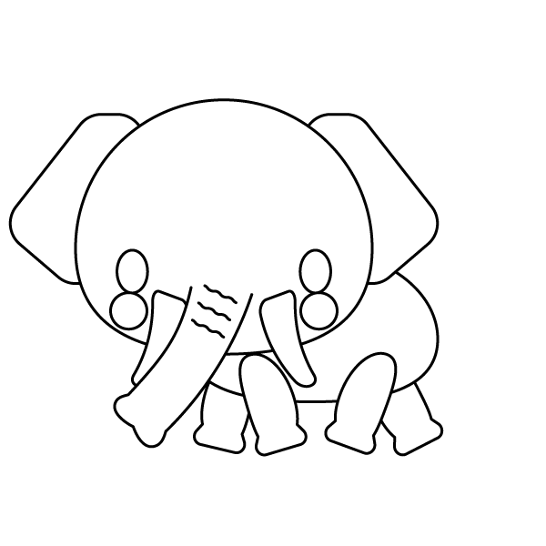 塗り絵に最適な白黒でかわいいぞうの無料イラスト・商用フリー オイデ43