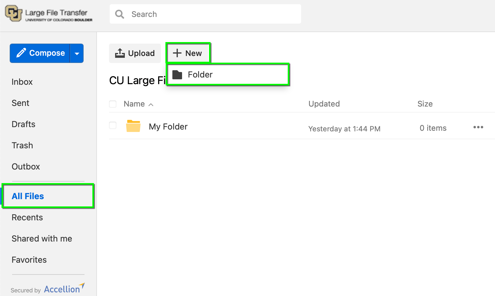 Large File Transfer Using shared folders (formerly Workspaces
