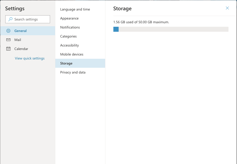 Outlook  App Check Mailbox Usage and Quota Office of Information
