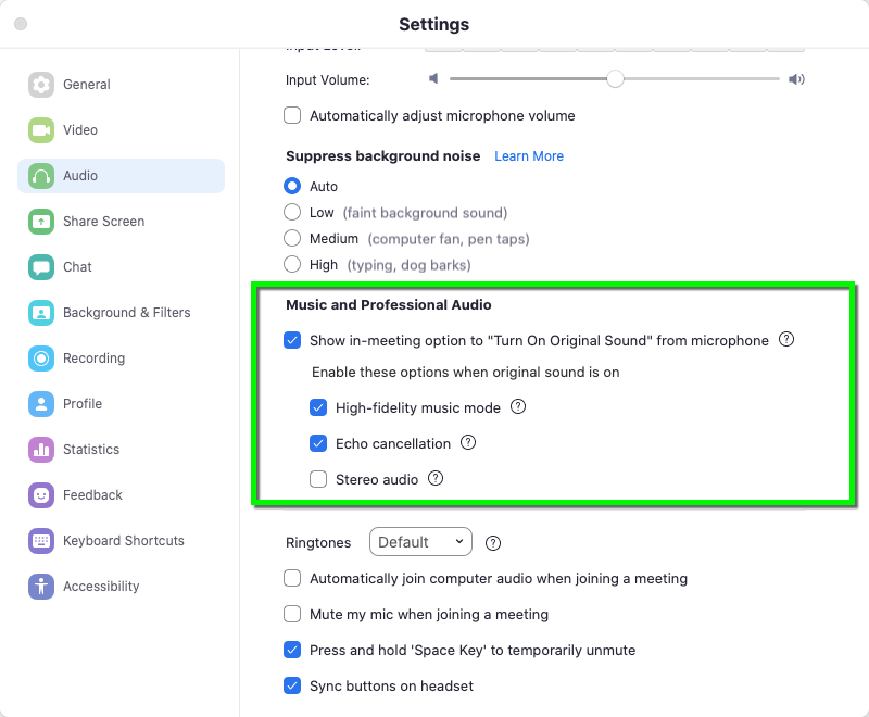 Zoom Enable HighFidelity Music Mode Office of Information Technology