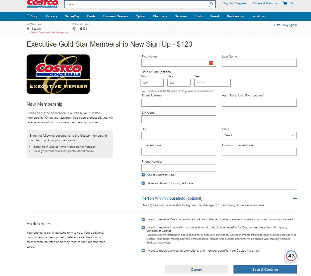 Costco Senior Discount on Membership Fees & InStore Items