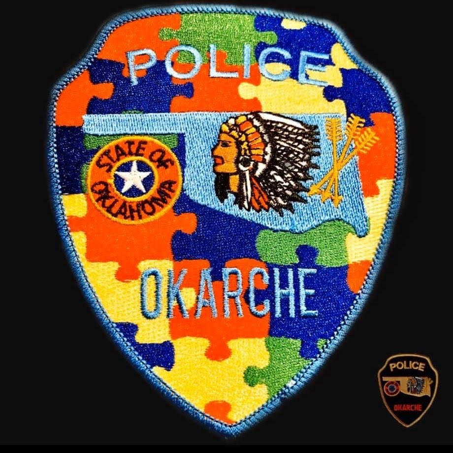 Okarche police promote autism awareness with new patch Okarche Warrior