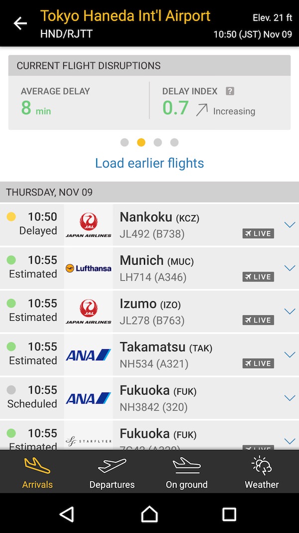 空港情報 フライトレーダー24の使い方