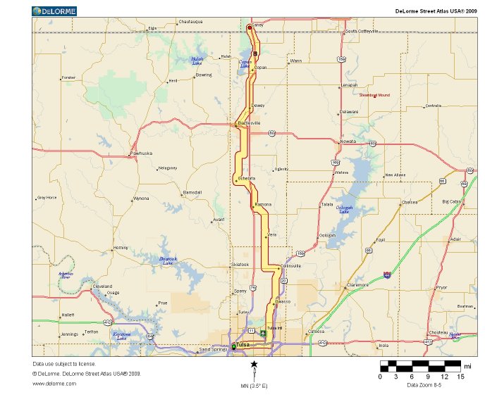 Oklahoma Highways US Route 75 Tulsa to Caney, KS