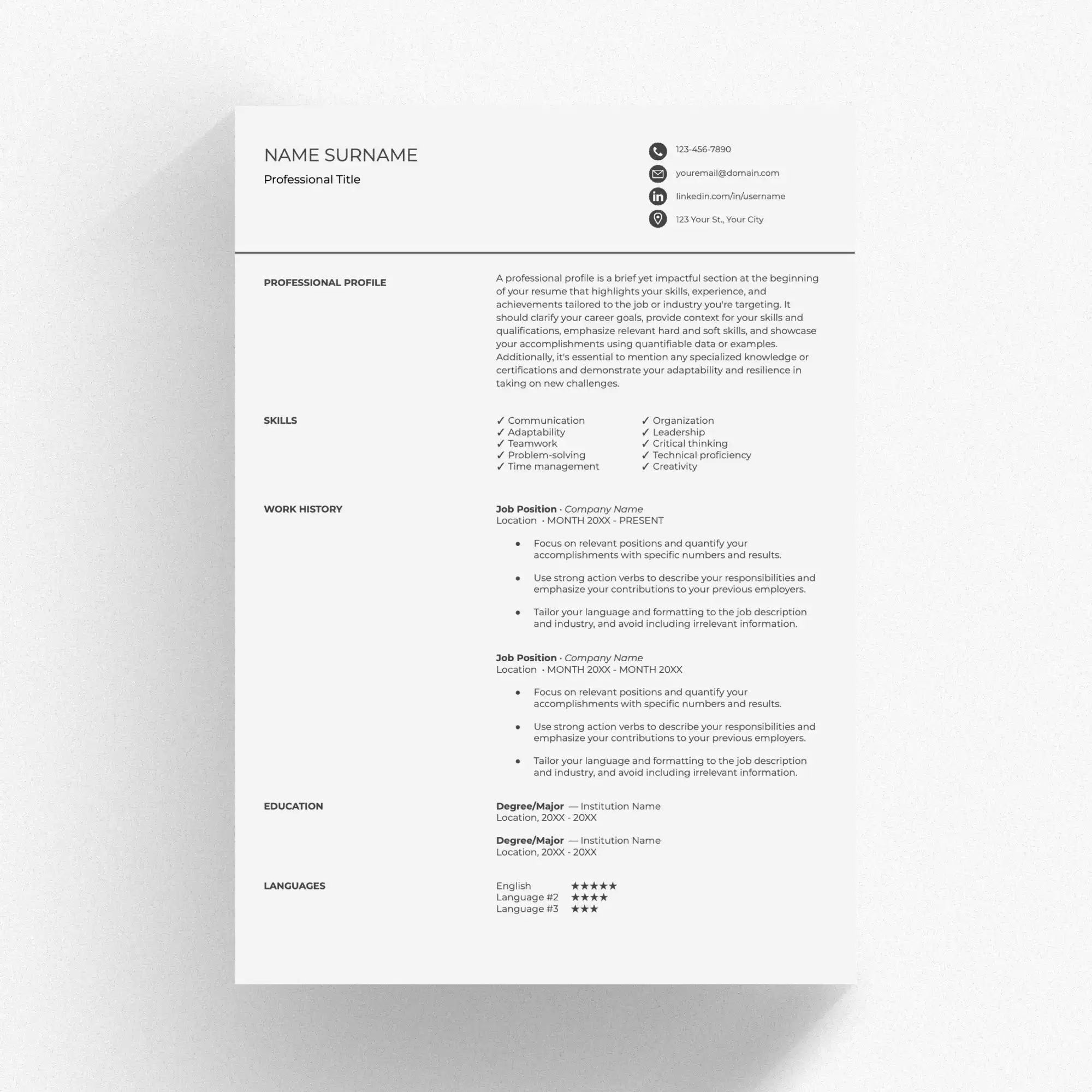 Single Page Resume Template Condensed Format For A Quick And Impactful Overview ️ Oki Docs Single Page Resume Template Condensed Format For A Quick And Impactful Overview ️ Oki Docs
