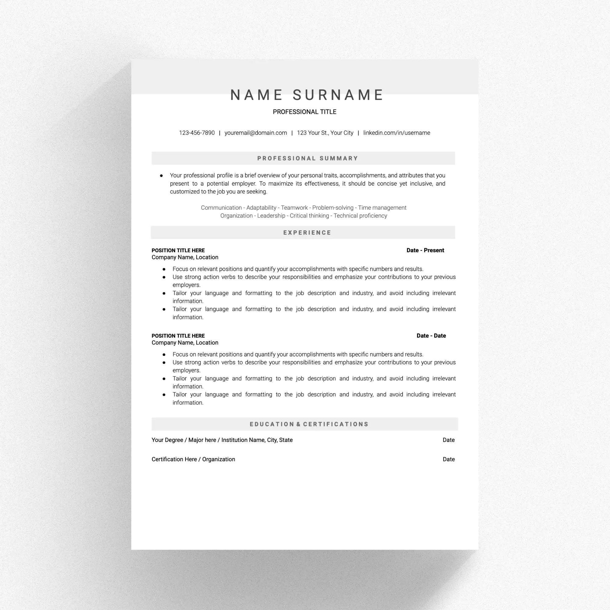 ATS Optimized Resume Template Enhanced For Maximum Visibility In Applicant Systems ️ Oki Docs ATS Optimized Resume Template Enhanced For Maximum Visibility In Applicant Systems ️ Oki Docs