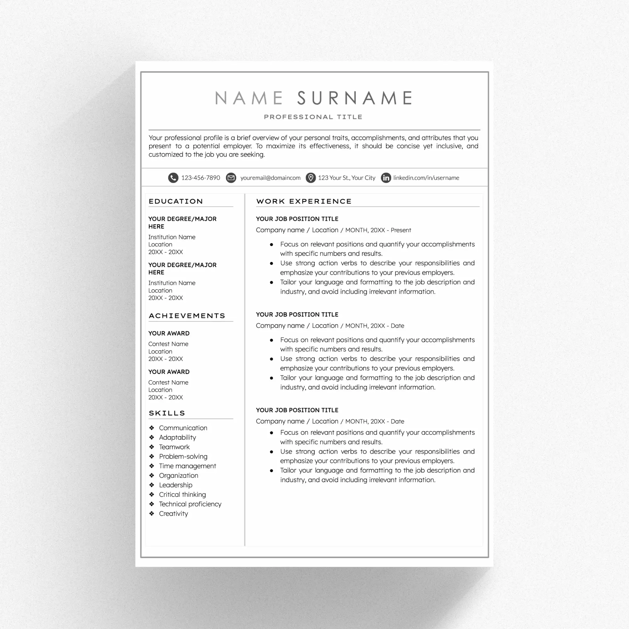 Production Assistant Resume Template Media Production Expert Design For Google Docs & Word ️ Production Assistant Resume Template Media Production Expert Design For Google Docs & Word ️