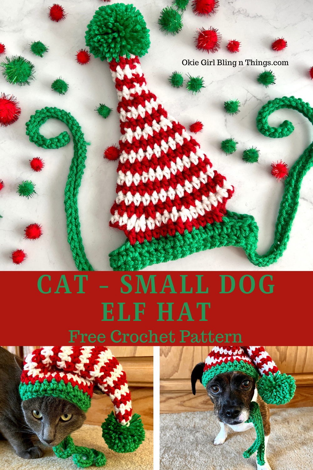 Cat - Small Dog Elf Hat - Free Crochet 