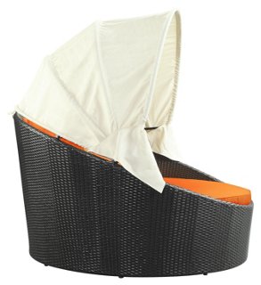 Pomona Canopy Daybed, Espresso/Orange Outdoor Furniture Furniture