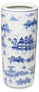 18" Chinoiserie Umbrella Stand, Blue Indoor Accents Decorative