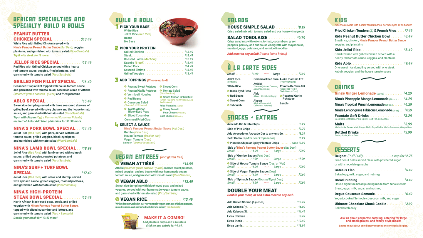 Menu Okra African Grill