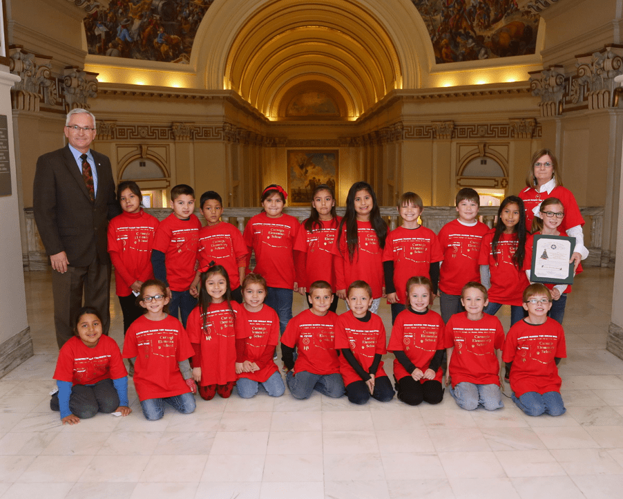 Carnegie Elementary students decorate tree at state Capitol Oklahoma