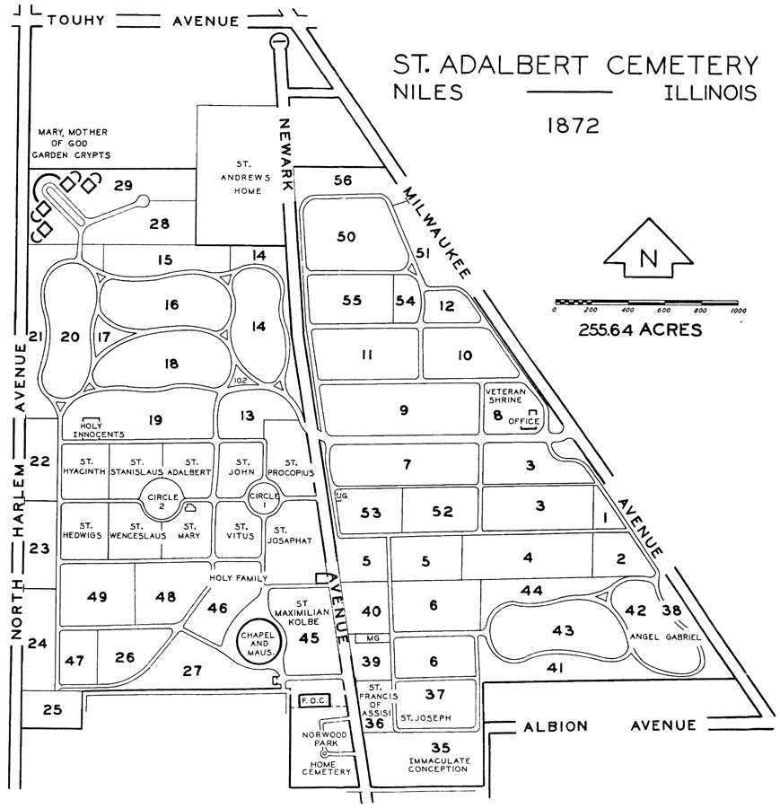 St. Raymond Cemetery Map