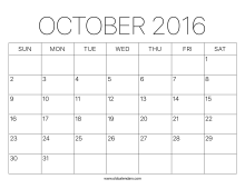 October 2016 Calendar – Printable Old Calendars