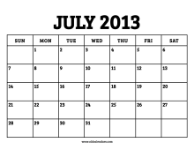 July 2013 Calendar – Printable Old Calendars