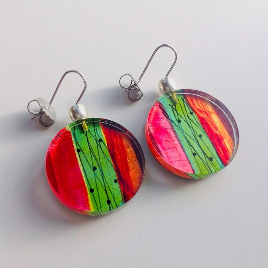 'Acrylic Flat Disc Earrings Old Chapel Gallery