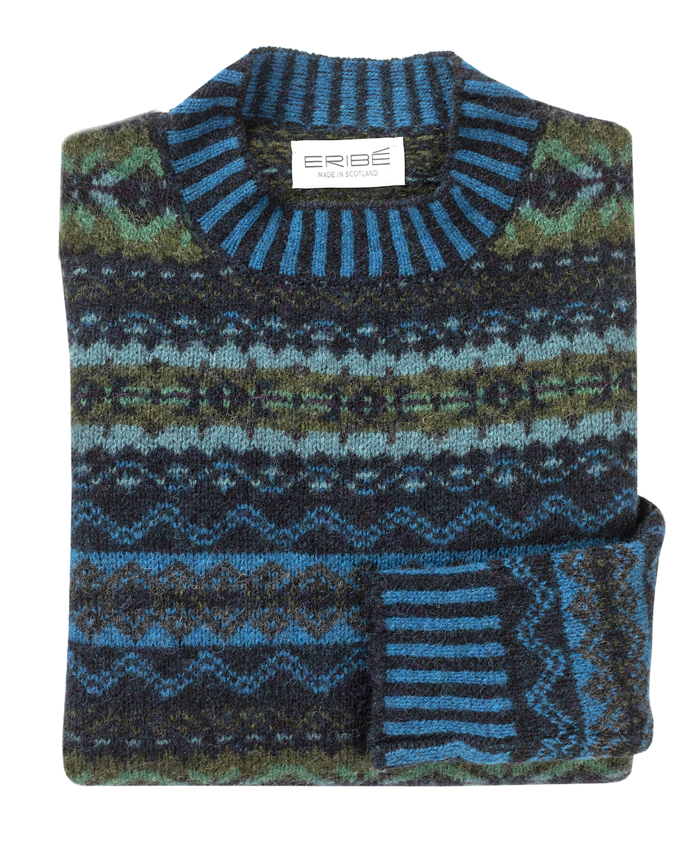 Lambswool Eribe Brodie Sweater Kingfisher Old Chapel Gallery