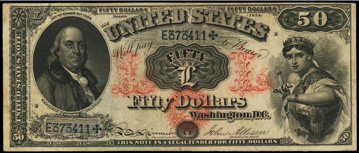 1874 50 Bill Value Sell Old Currency