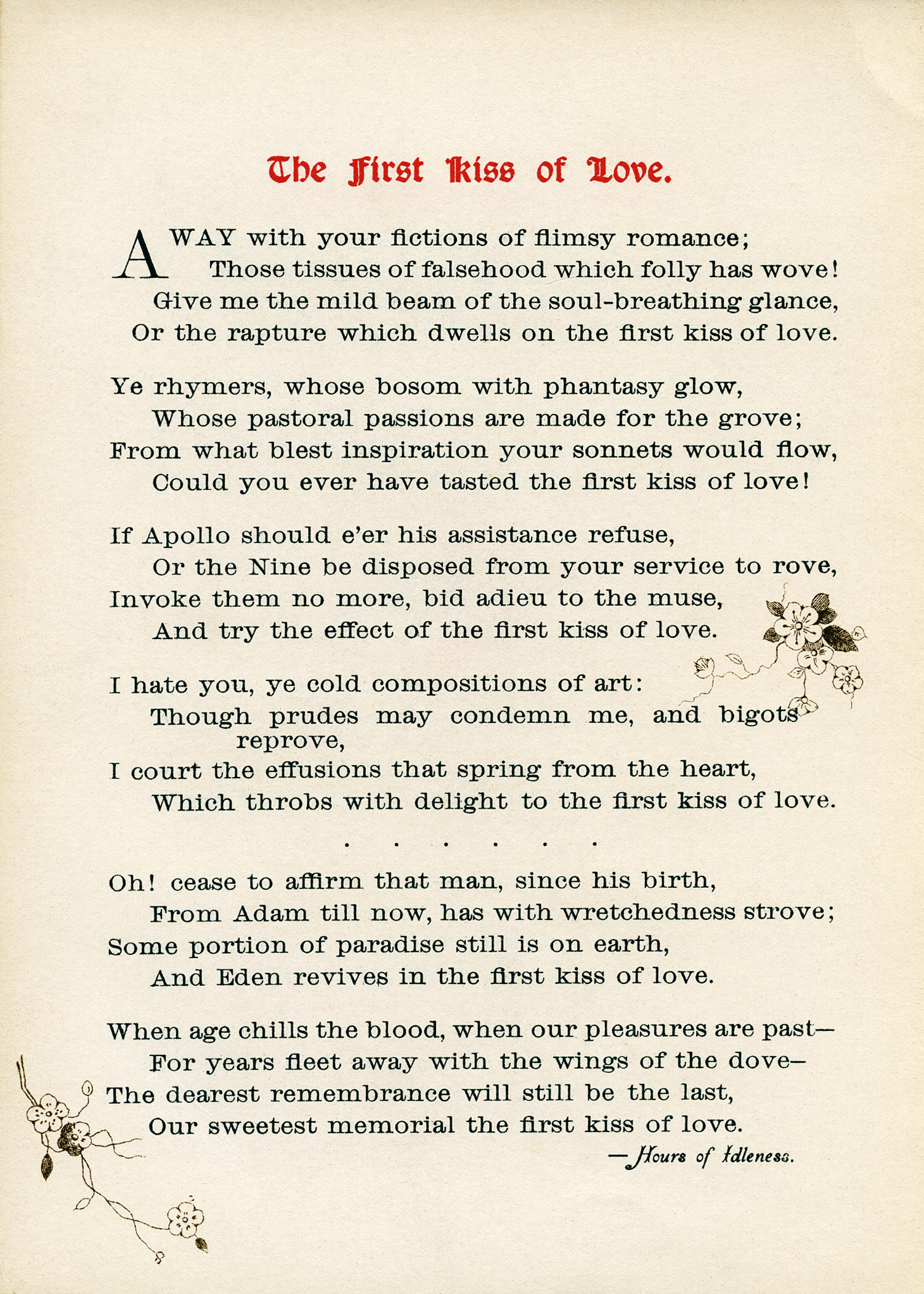 First Kiss of Love Vintage Poem Old Design Shop Blog