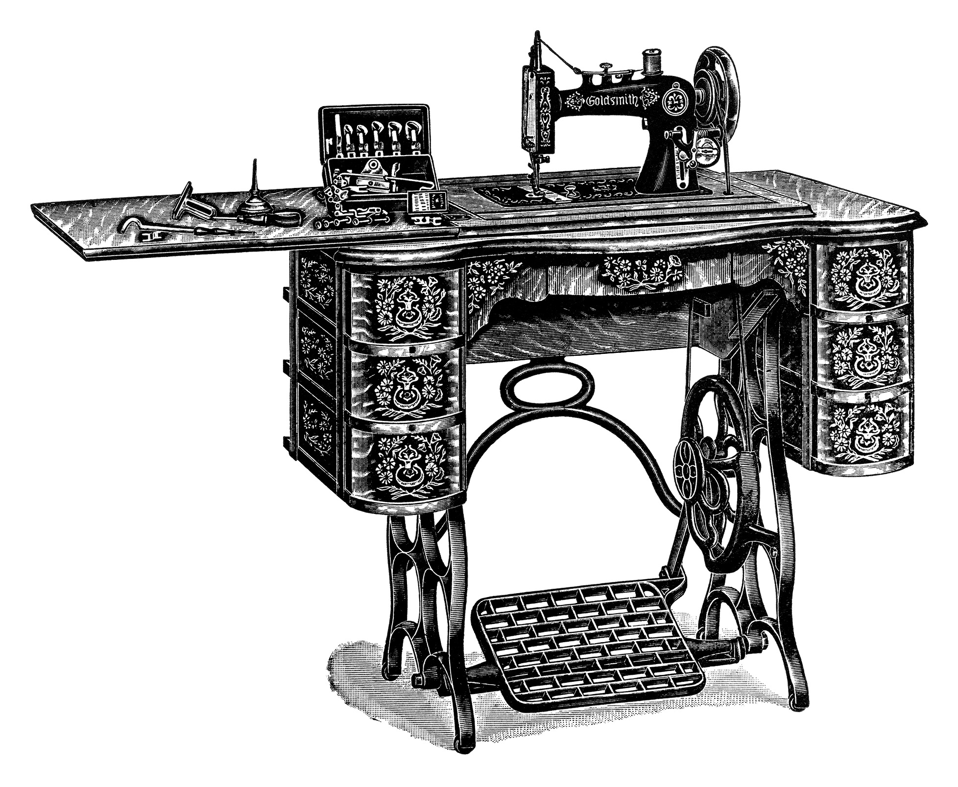 Free Vintage Treadle Sewing Machine Images The Old Design Shop