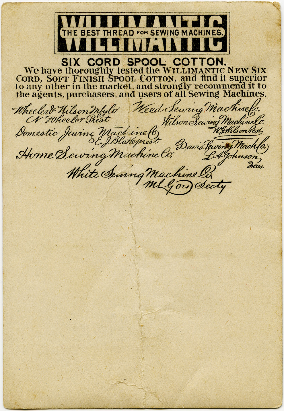 Willimantic Thread Free Vintage Advertising Card The Old Design Shop