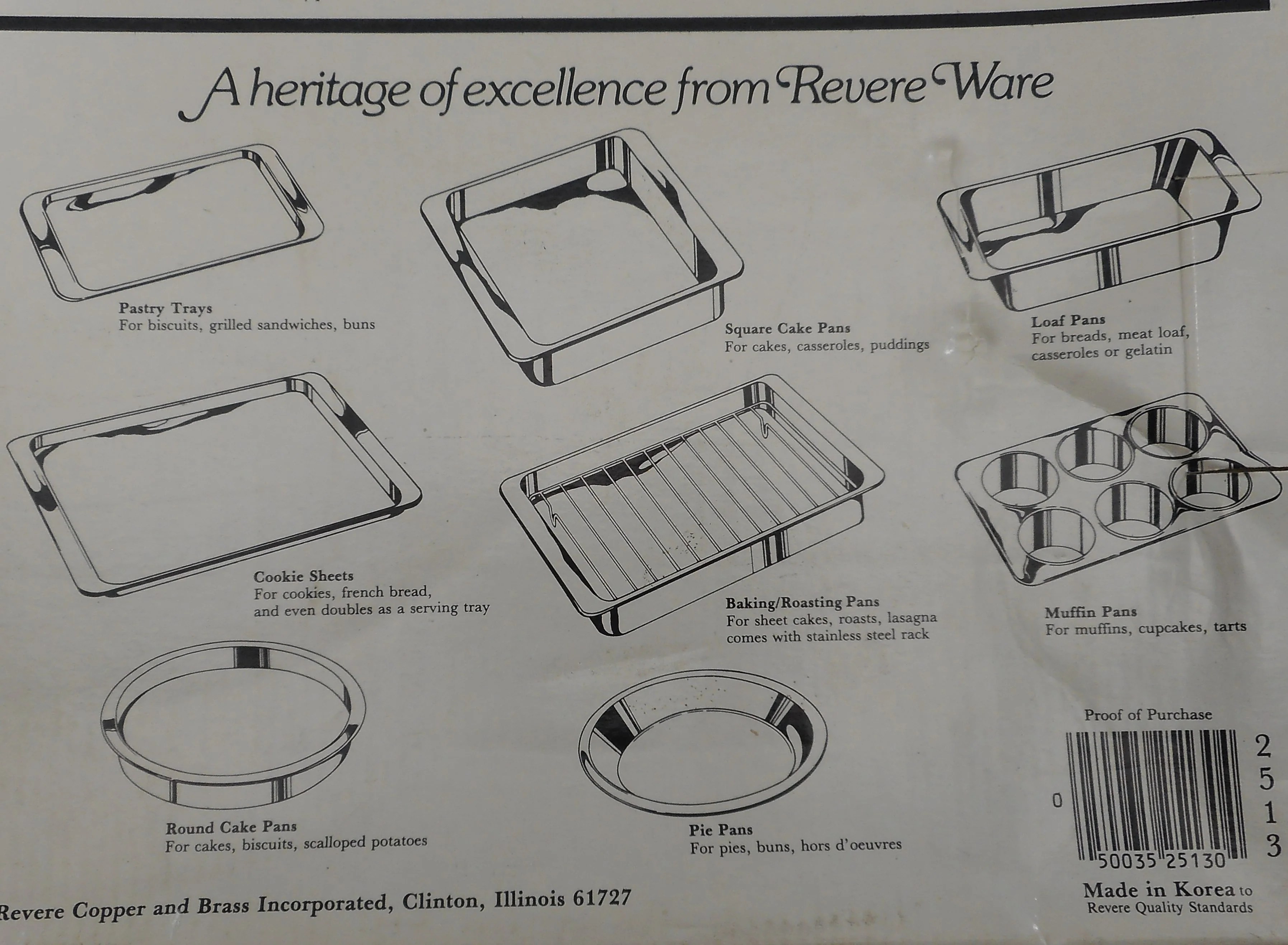 Revere Ware Stainless Steel Bakeware 198090' Products Guide List