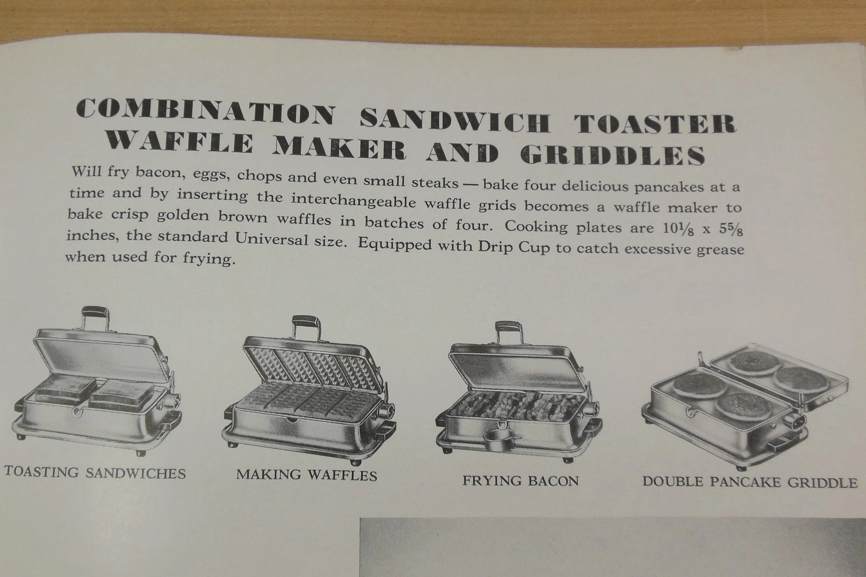 1937 Universal Combination Waffle griddle Irons Landers Frary & Clark