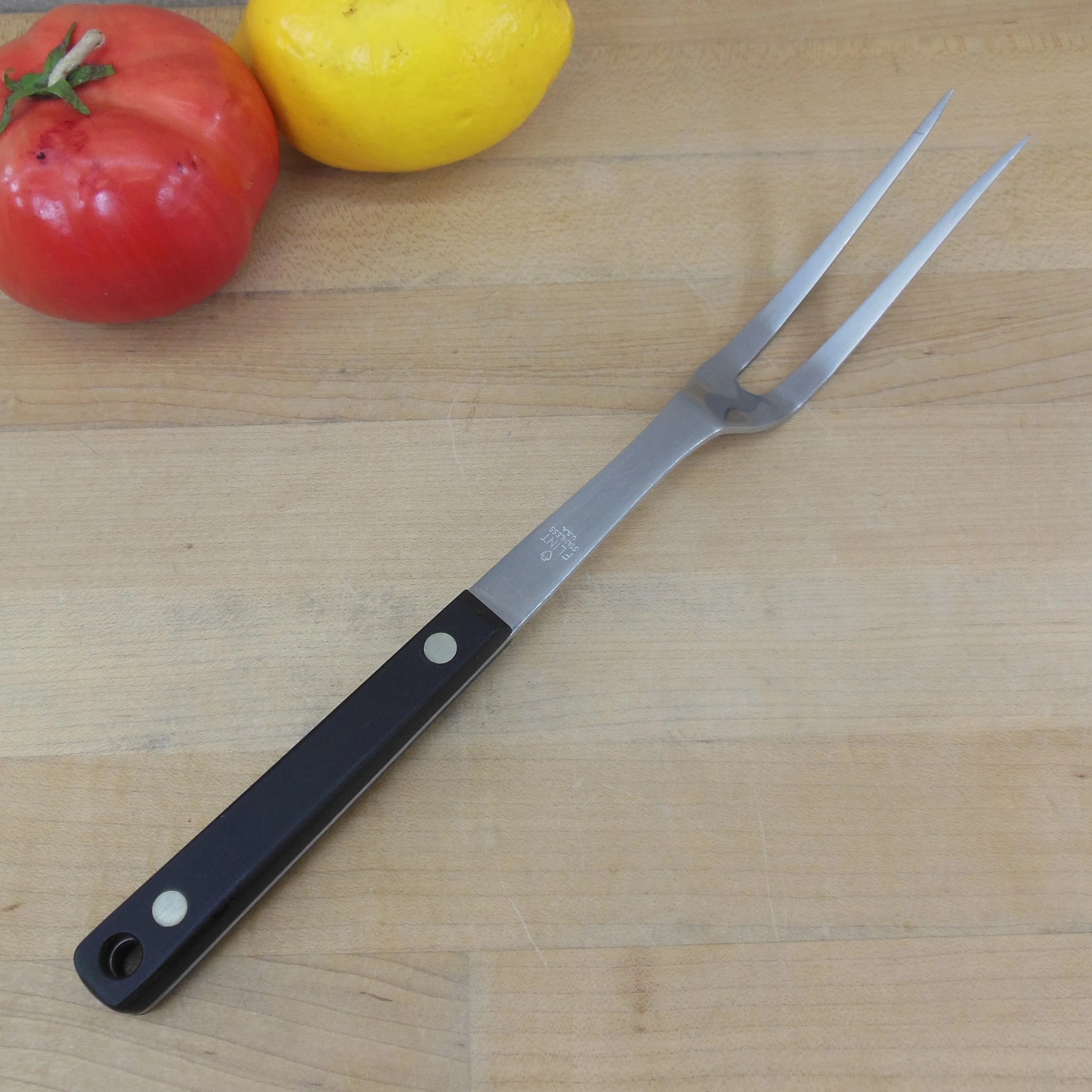 Flint Ekco Arrowhead Stainless USA Large Carving Turning Fork Black Olde Kitchen & Home