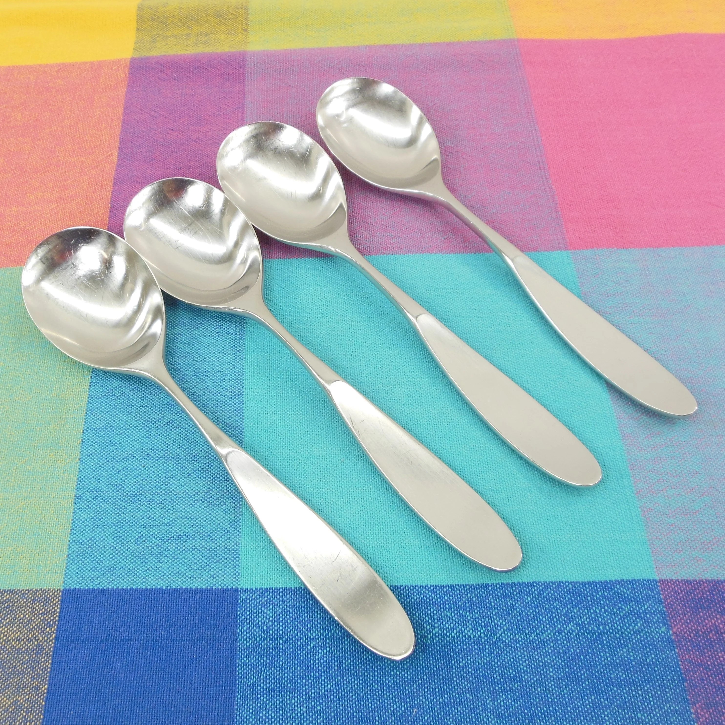 Lauffer Magnum Japan Stainless Flatware 4 Soup Place Spoons Olde