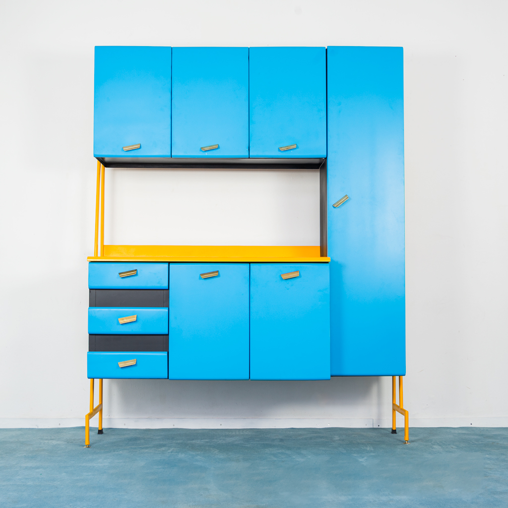 Mobile dispensa credenza cucina metallo design anni ’50 vintage