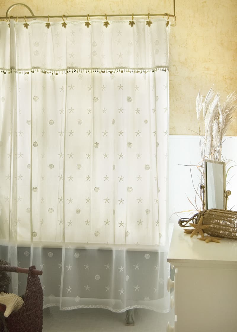 Lace Shower Curtains Sand Shell Heritage Olde Worlde Lace