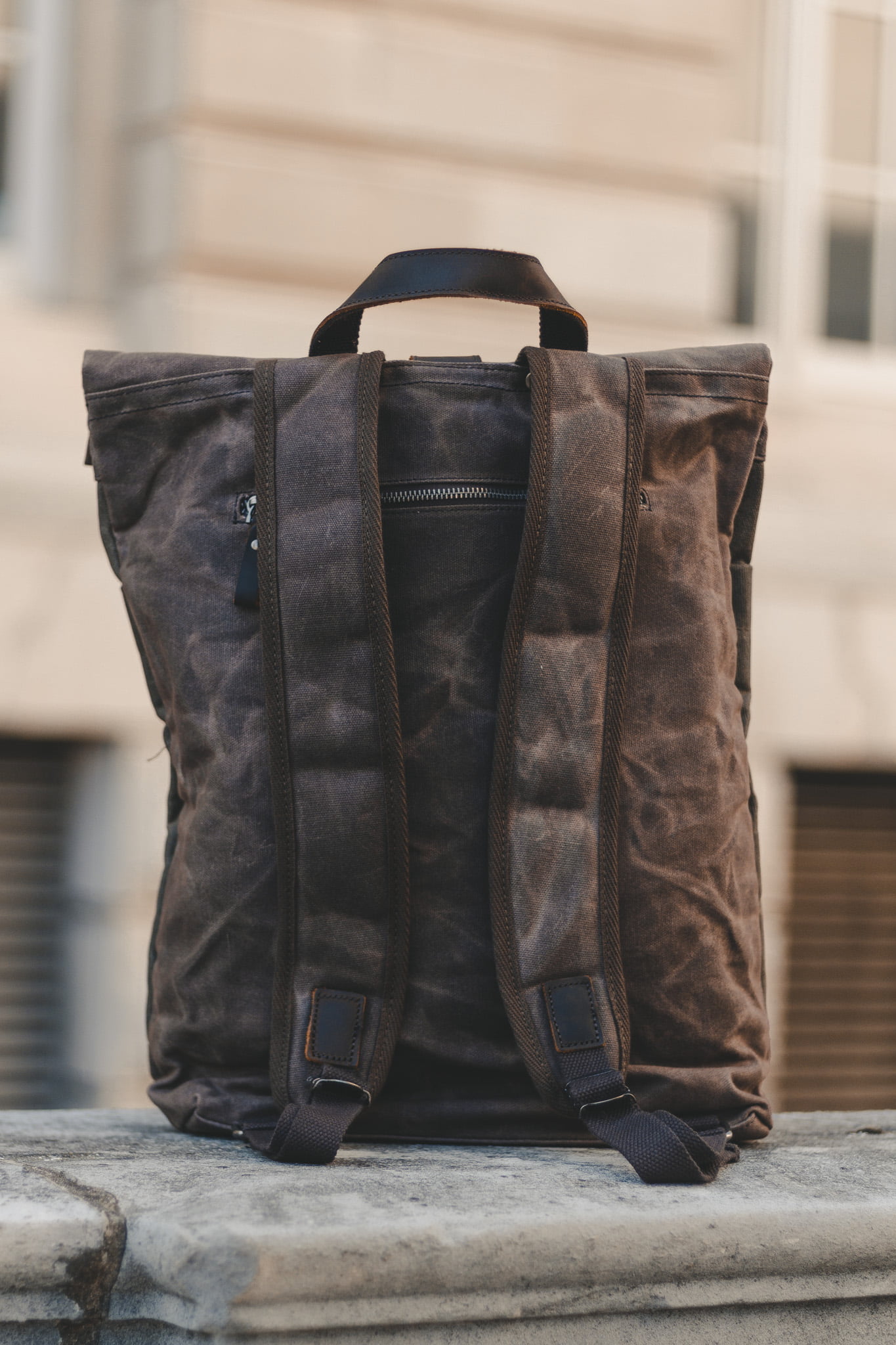 Roll Top Backpack Waxed Canvas & Leather Bags Oldfield