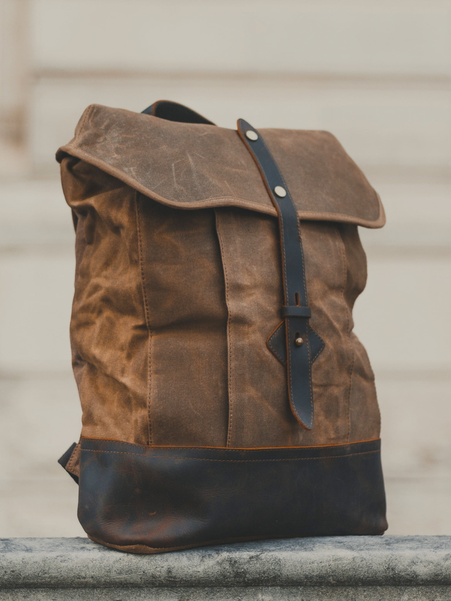 Waxed Cotton Backpack Waxed Canvas & Leather Oldfield