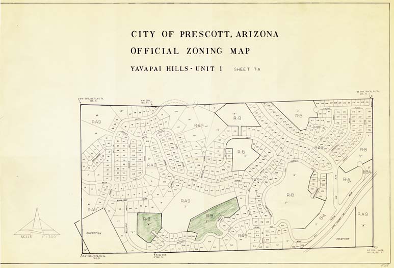 Map 609 City of Prescott Official Zoning Map Sheet 7A, Arizona