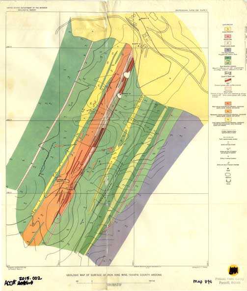 Map 894 Geologic map of surface of Iron King Mine, Yavapai County
