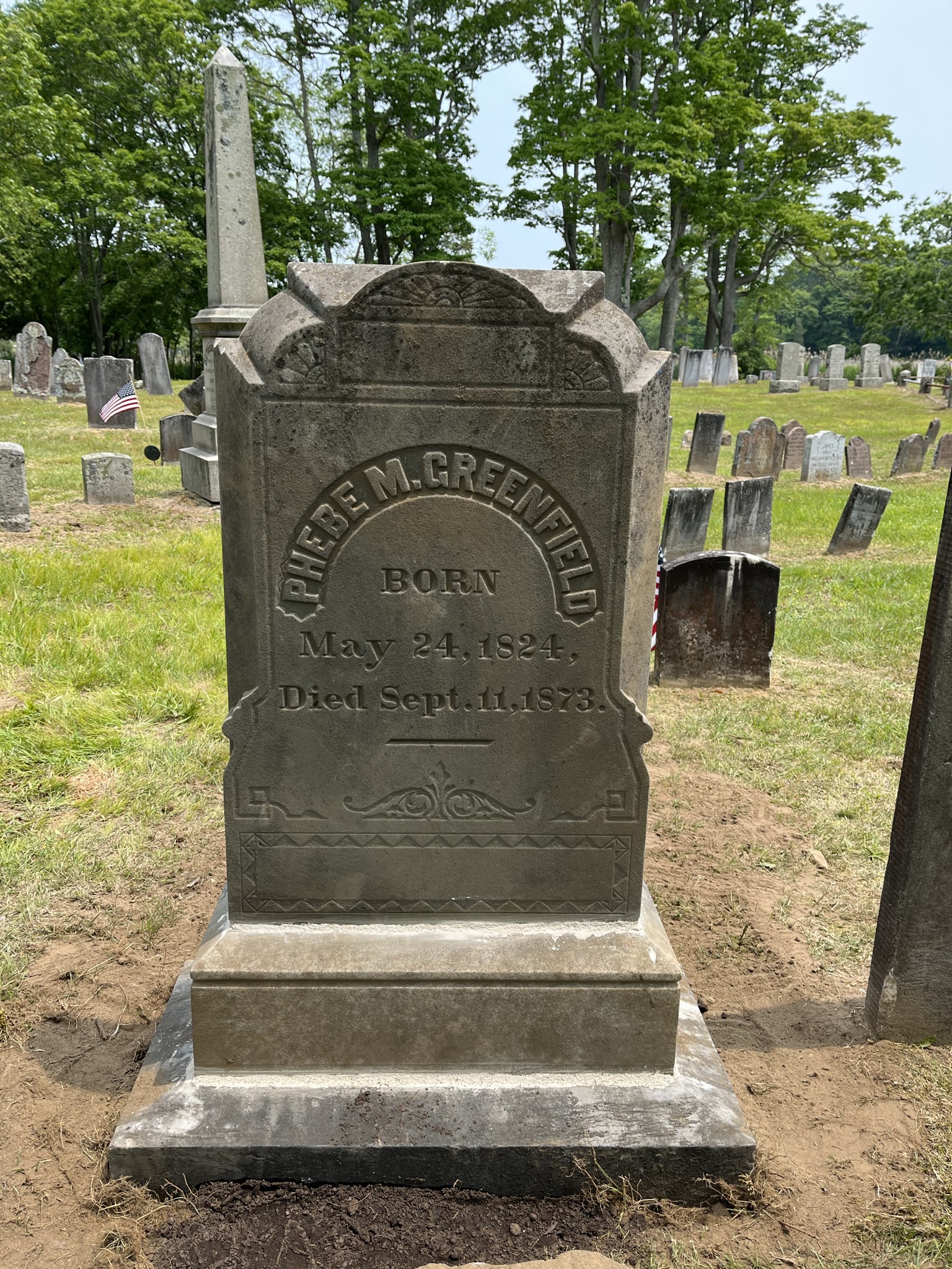 Repairing Phebe M. Greenfield’s Monumnen Old Lyme Cemetery Association