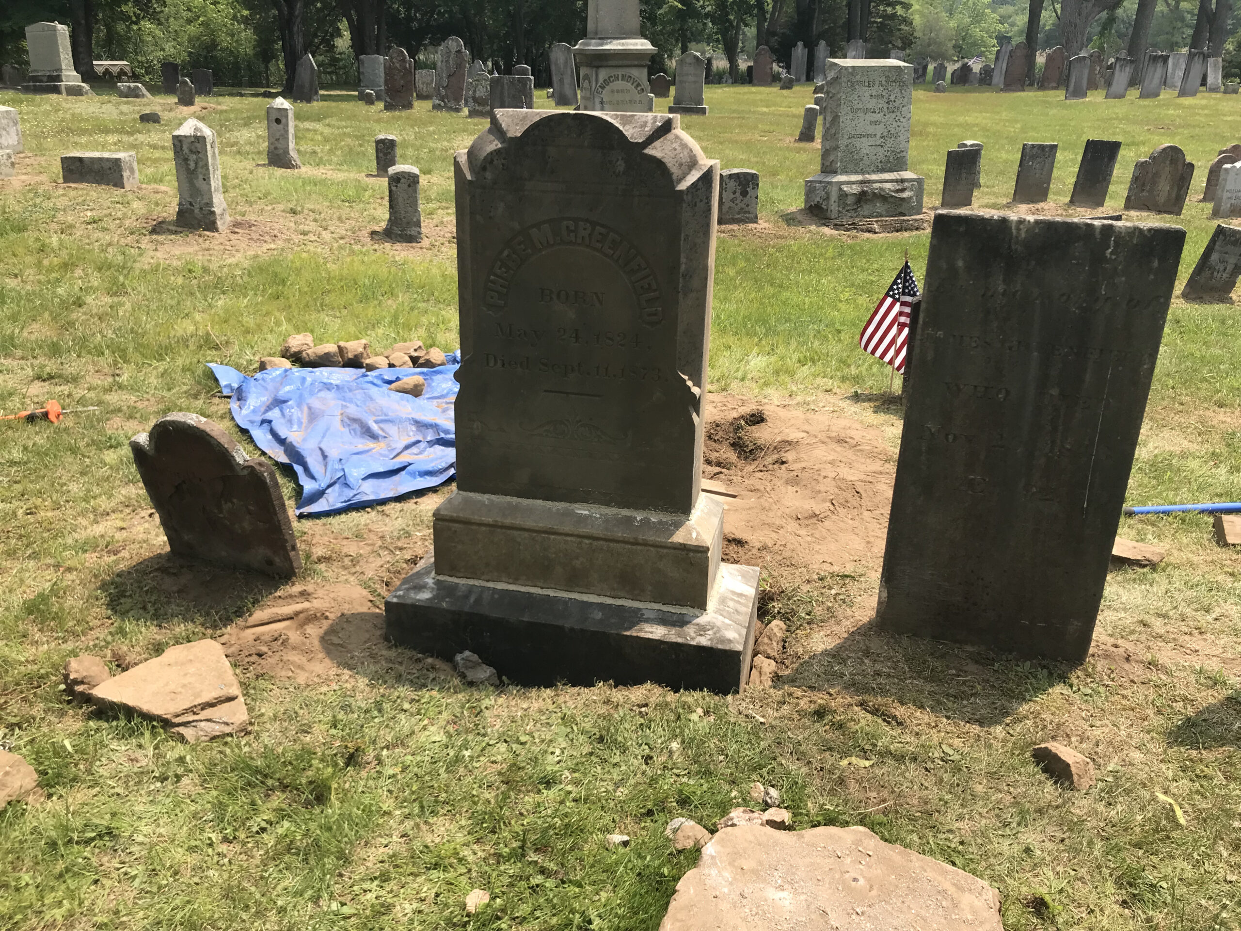 Repairing Phebe M. Greenfield’s Monumnen Old Lyme Cemetery Association