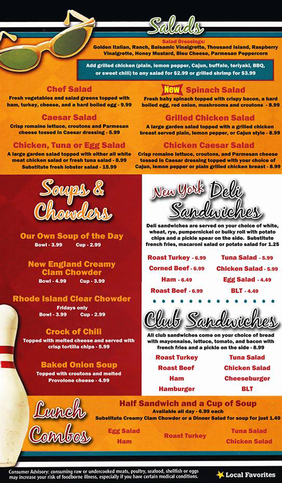 Coffee Shop Lunch/Dinner Menu