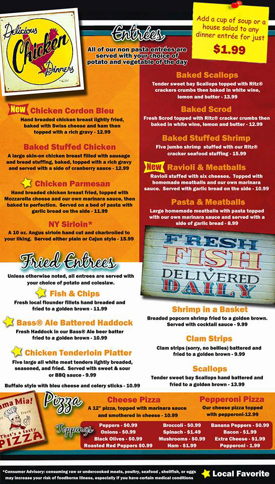 Coffee Shop Lunch/Dinner Menu