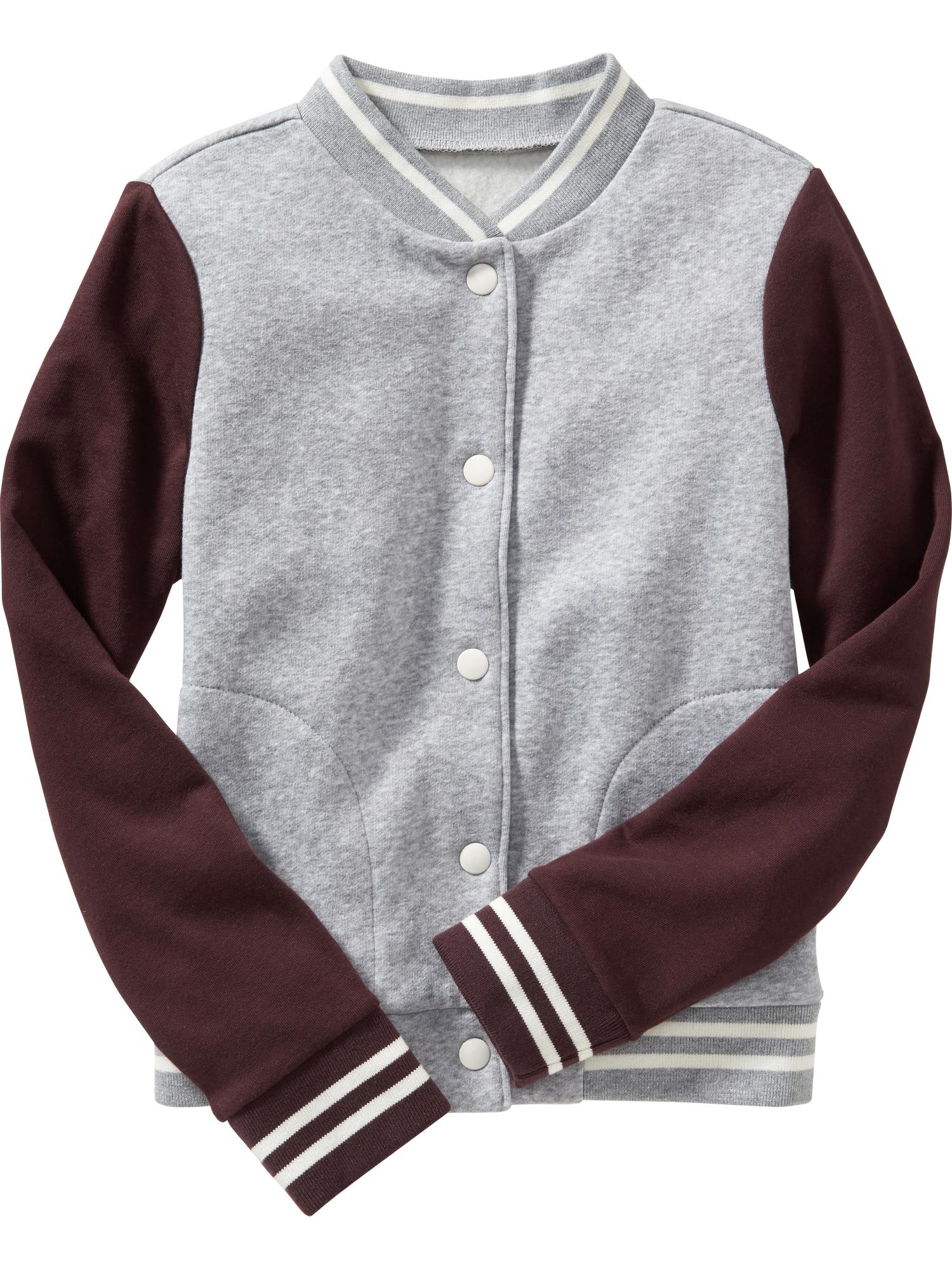 Girls Colorblock Fleece Varsity Jacket Old Navy