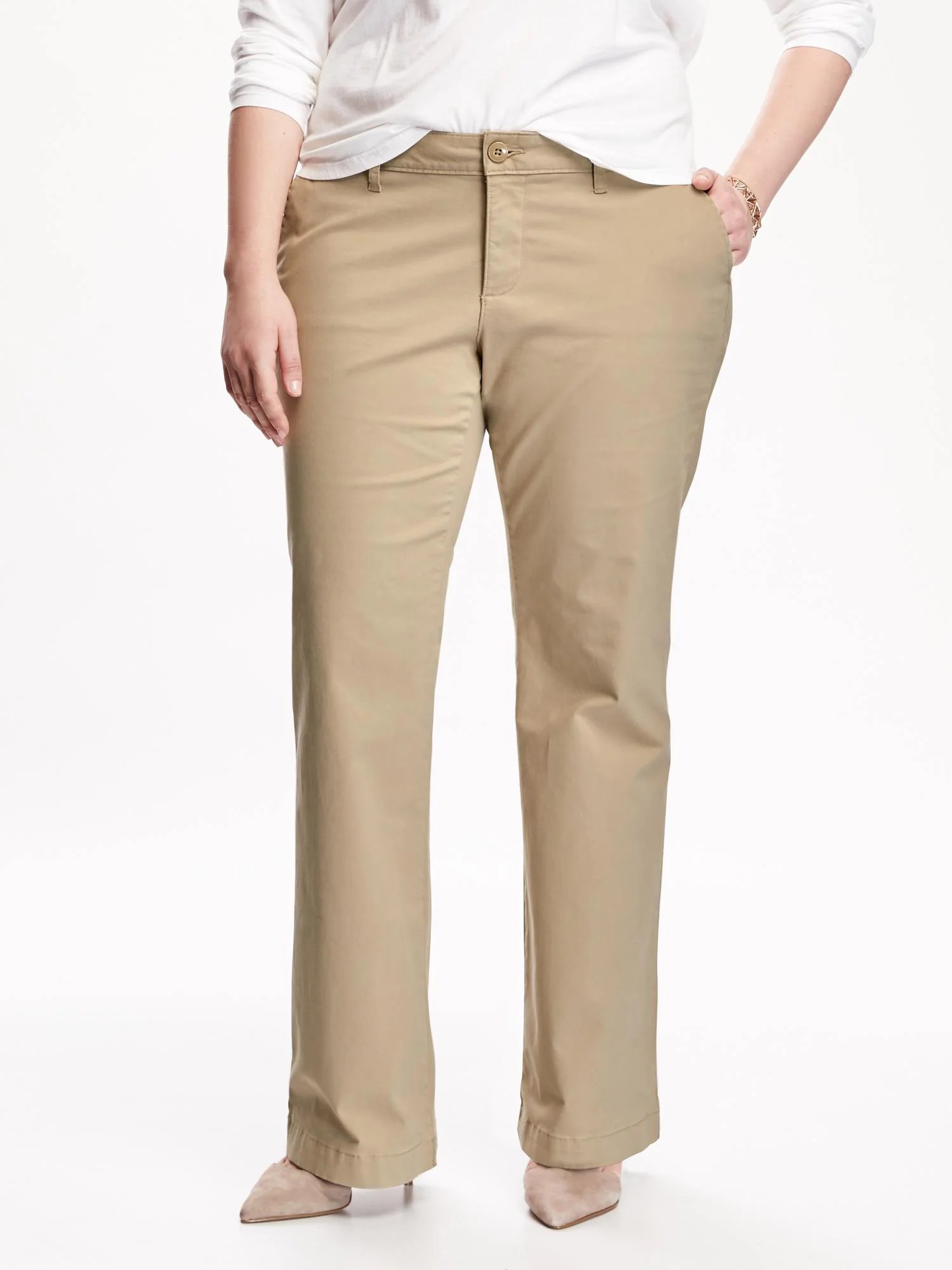 Smooth & Slim MidRise PlusSize Khakis Old Navy