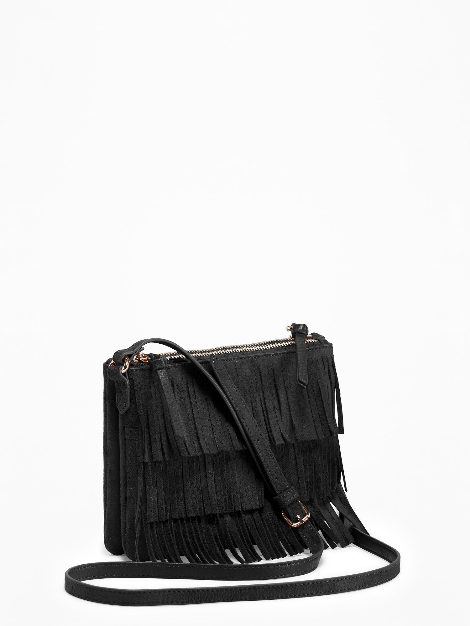 Sueded DualZip Fringed Crossbody Bag for Women Old Navy